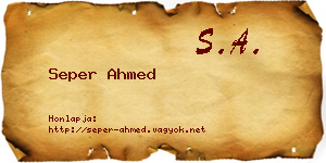 Seper Ahmed névjegykártya